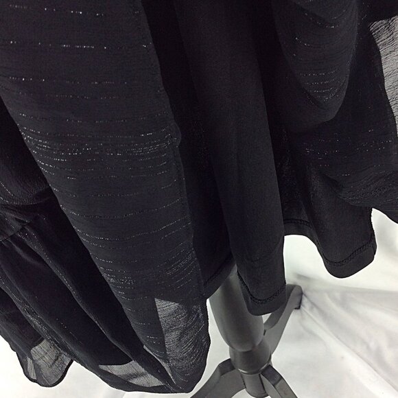 BCBG Paris Sheered Long Sleeve Dress Womens Size XXL Black Metallic Ruffle MIni - Picture 13 of 15